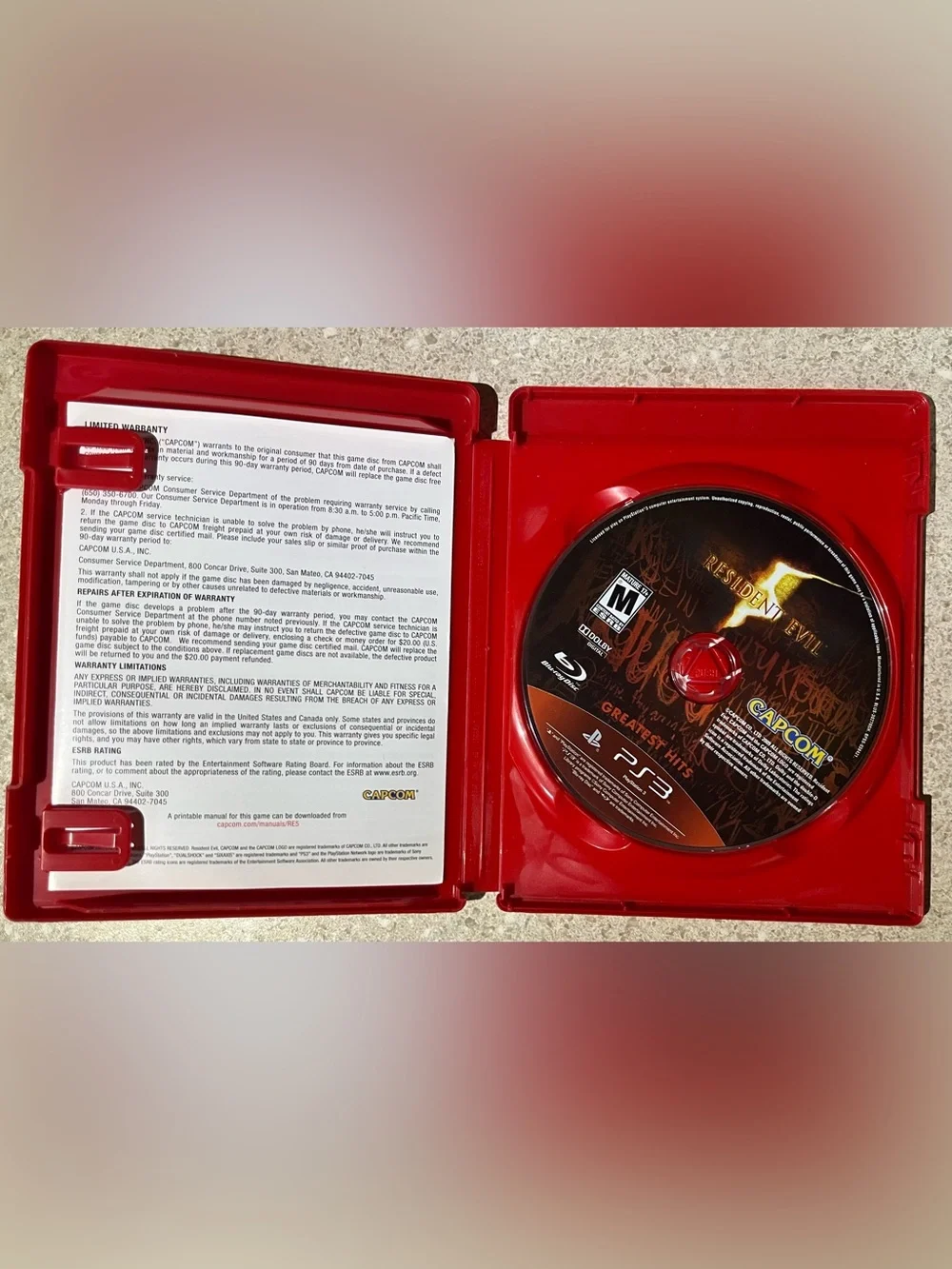 Resident Evil 5 (Sony PlayStation 3, 2009) PS3 Greatest Hits Red Case CI